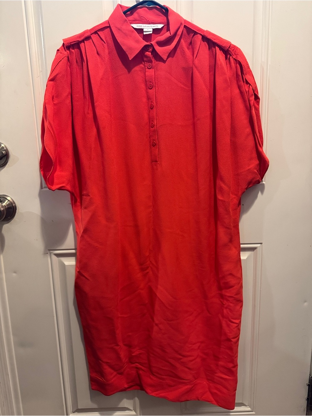Diane von Furstenberg Karin Shirt Dress Viscose Blend Shade Red Size 2